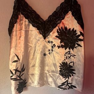 Floral Lace Trim Tank Top